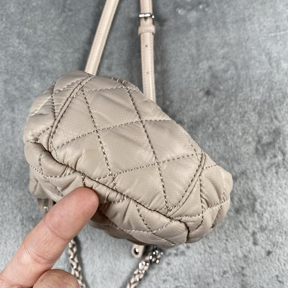 MZ WALLACE Crosby Go Quilted Crossbody Bag In Mushroom Silver Removable Straps - Picture 13 of 16